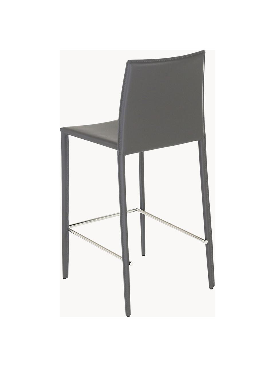 Chaises de comptoir en cuir Boréalys, 2 pièces, Cuir gris, larg. 44 x haut. 98 cm