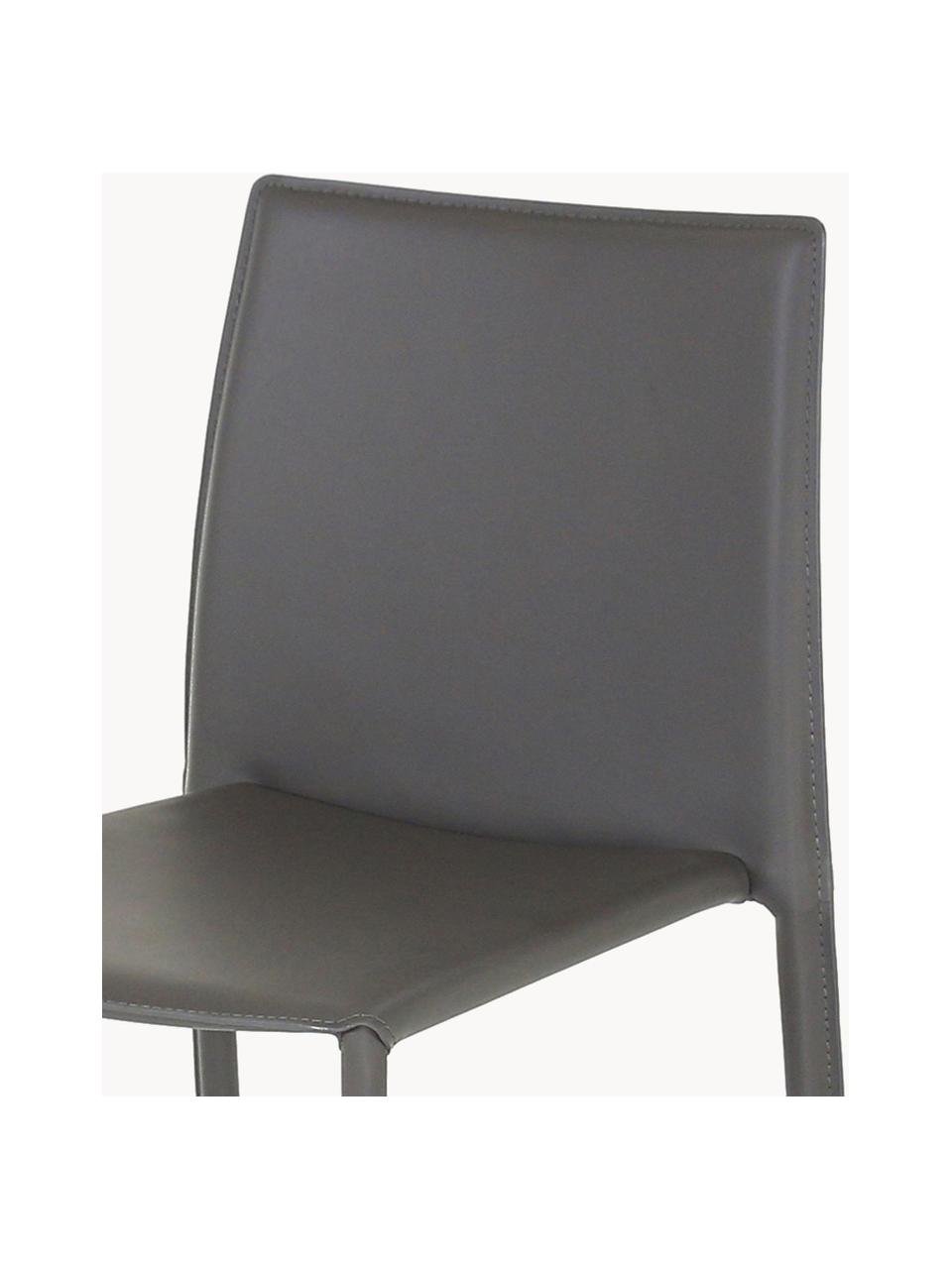 Taburetes altos de cuero Boréalys, 2 uds., Asiento: cuero reciclado (70% cuer, Estructura: metal con pintura en polv, Cuero gris, An 44 x Al 98 cm