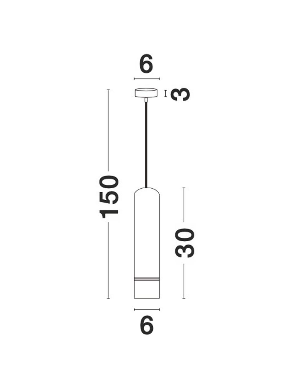 Kleine moderne hanglamp Esca, Lampenkap: gecoat aluminium, Diffuser: acrylglas, Baldakijn: gecoat aluminium, Wit, Ø 6  x H 30 cm