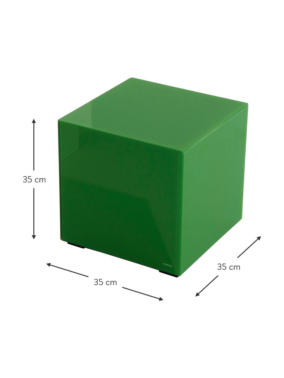 Table basse verte Pop, surface réfléchissante, MDF (panneau en fibres de bois à densité moyenne), verre, teinté, Vert, larg. 35 x haut. 35 cm