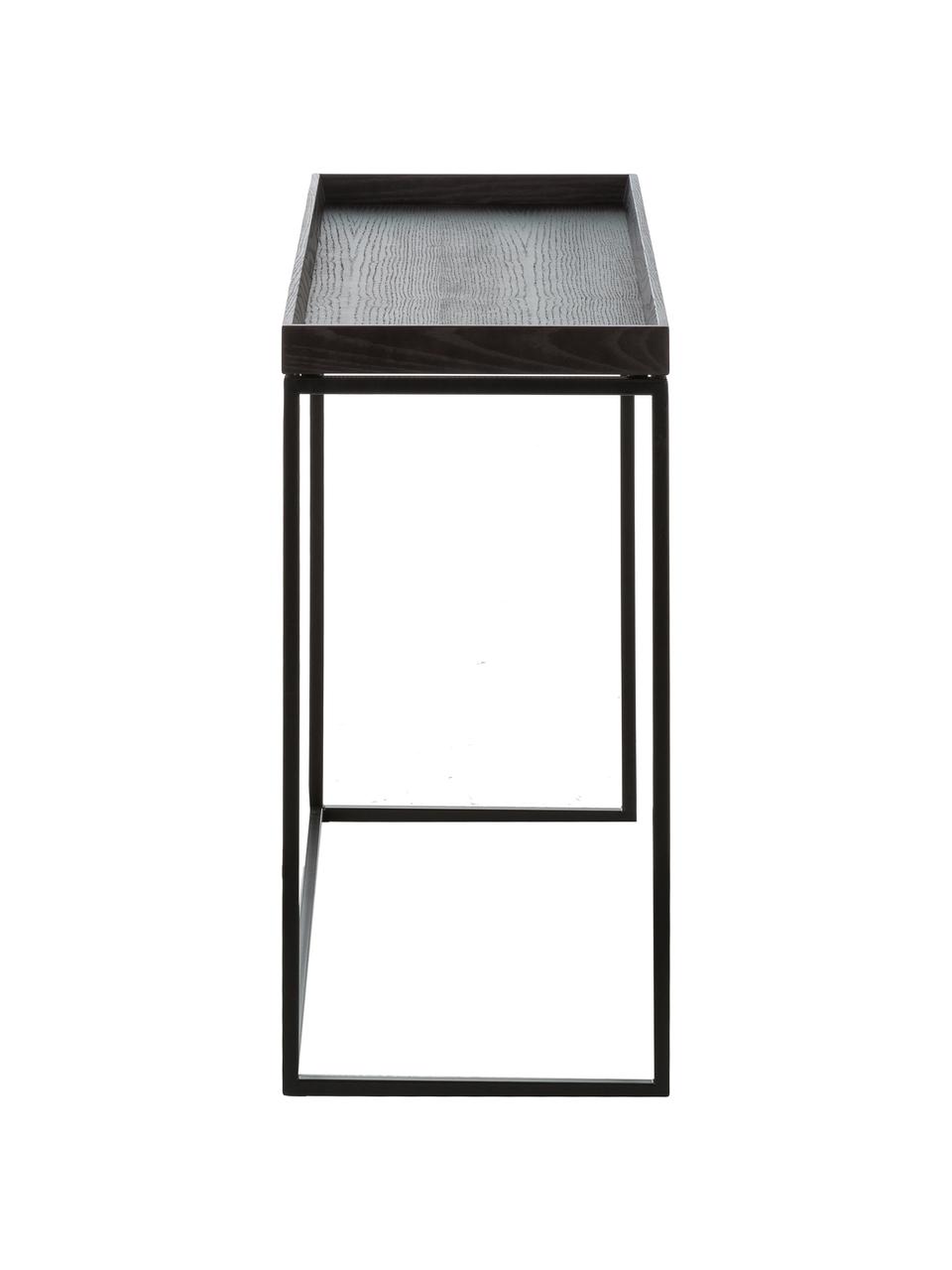 Consola de diseño Pizzo, Estructura: acero con pintura en polv, Estante: madera de roble, barnizad, Negro, An 100 x Al 70 cm