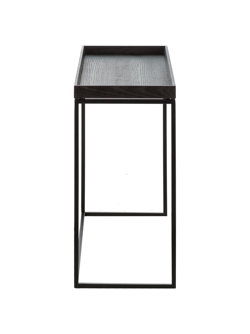 Consolle di design Pizzo, Struttura: acciaio verniciato a polv, Ripiano: legno di quercia, legno w, Nero, Larg. 100 x Prof. 34 cm