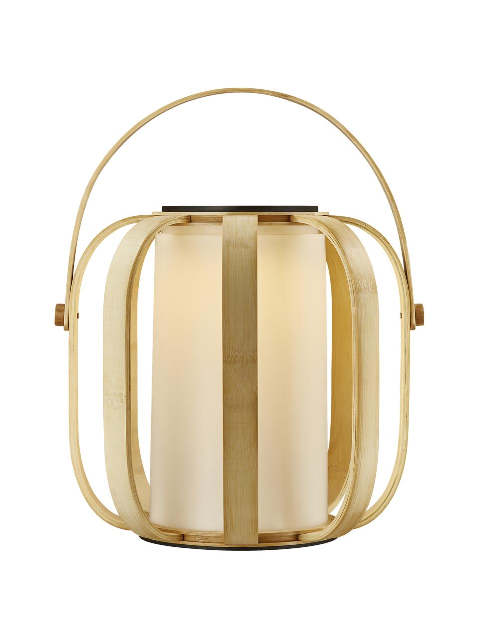 Zewnętrzna lampa solarna z włókna bambusowego Bob To-Go, Beżowy, biały, opalowy, Ø 32 x W 30 cm