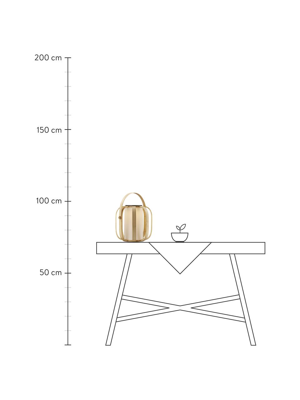 Lámpara de exterior solar de bambú Bob To-Go, Pantalla: bambú, Beige, blanco ópalo, Ø 32 x Al 30 cm