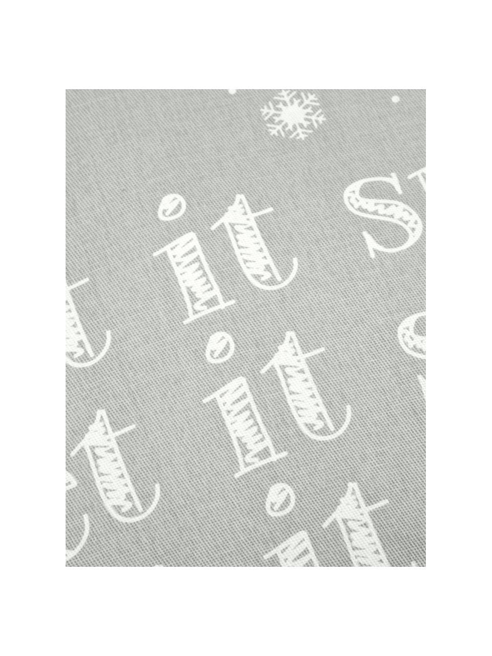 Kussenhoes Snow in grijs/wit met opschrift, Katoen, panamabinding, Grijs, ecru, 40 x 40 cm
