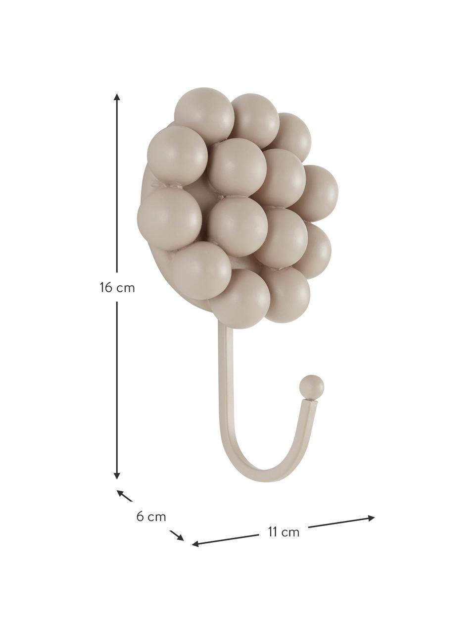 Hak ścienny z porcelany Benevento, 2 szt., Porcelana, Taupe, S 11 x W 16 cm