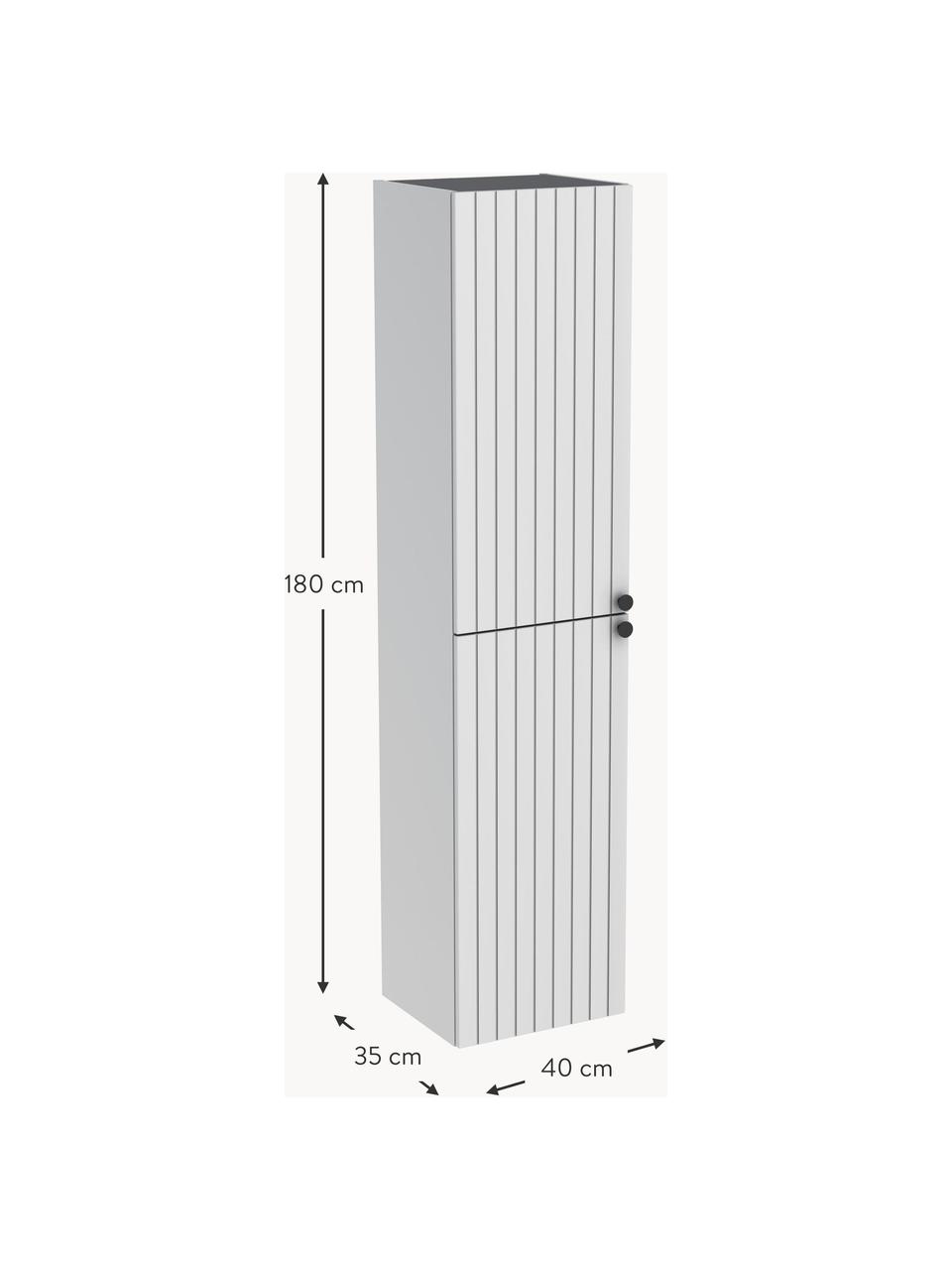 Armadietto da bagno alto dalla finitura opaca Emil, Maniglie: alluminio rivestito, Grigio chiaro, Larg. 40 x Alt. 180 cm