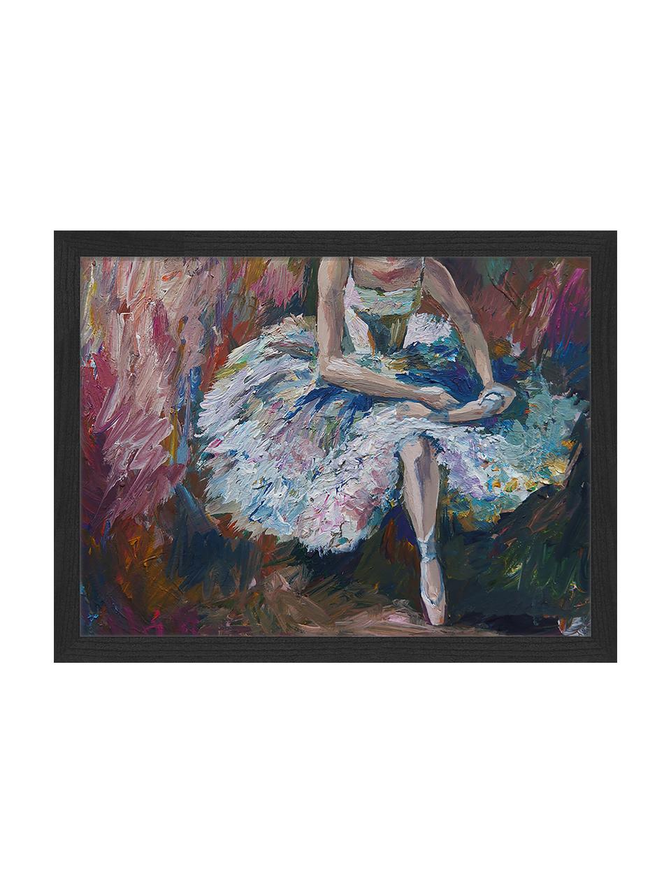 Ingelijste digitale print Ballerina Painting, Afbeelding: digitale print op papier,, Lijst: gelakt hout, Multicolour, 43 x 33 cm