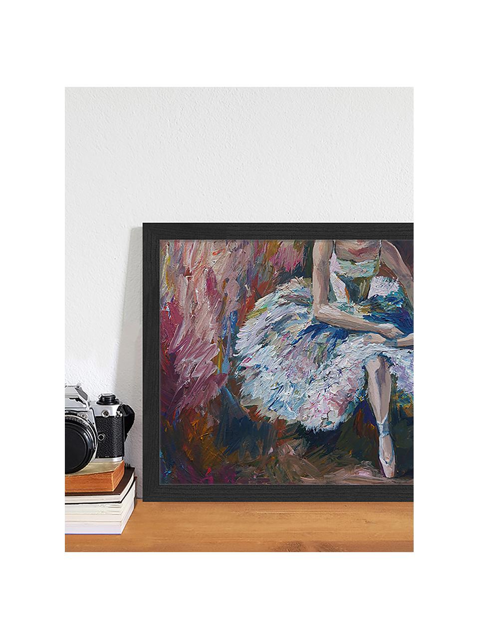 Stampa digitale incorniciata Ballerina Painting, Immagine: stampa digitale su carta,, Cornice: legno verniciato, Multicolore, Larg. 43 x Alt. 33 cm