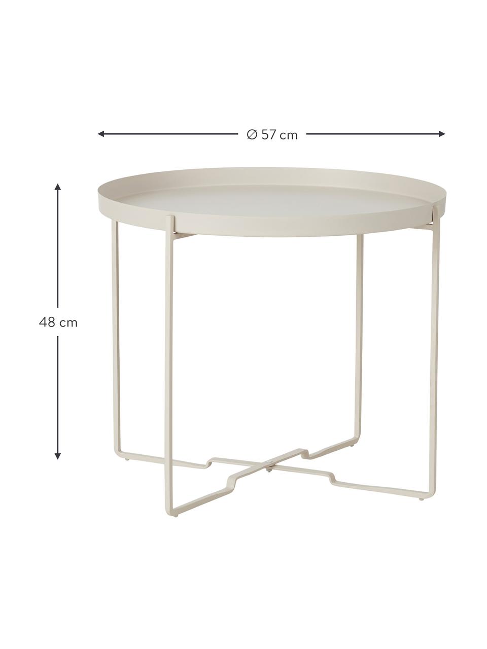 Kulatý kovový odkládací stolek George, Potažený kov, Krémově bílá, Ø 57 cm, V 48 cm