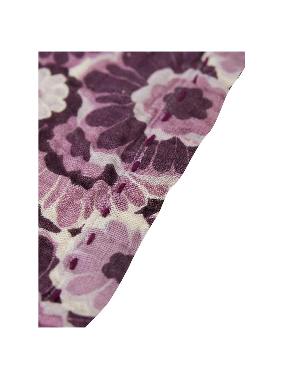 Serviettes de table Floral, 2 pièces, 100 % coton, Tons lilas, blanc, larg. 30 x long. 30 cm