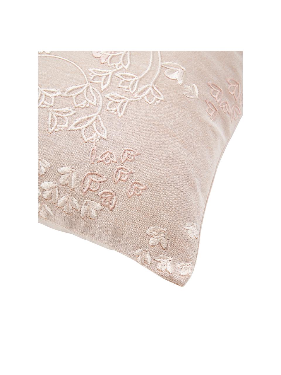 Baumwollsatin-Kissenhülle Cynthia mit Blumen-Muster, 100% Baumwollsatin, Rosa, B 40 x L 40 cm
