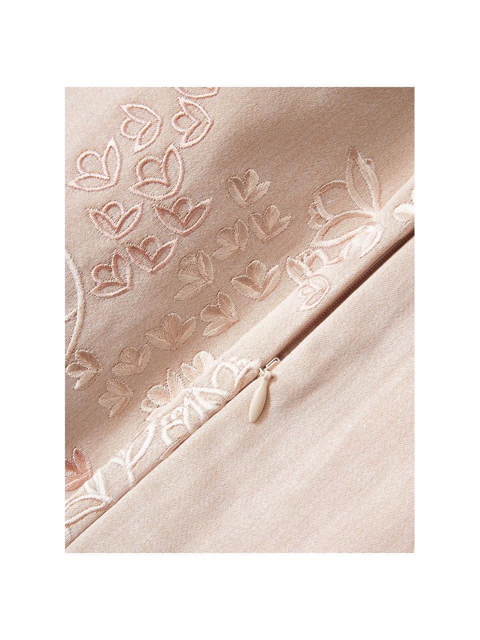 Copricuscino in raso di cotone con motivo floreale Cynthia, 100% raso di cotone, Rosa chiaro, Larg. 40 x Lung. 40 cm