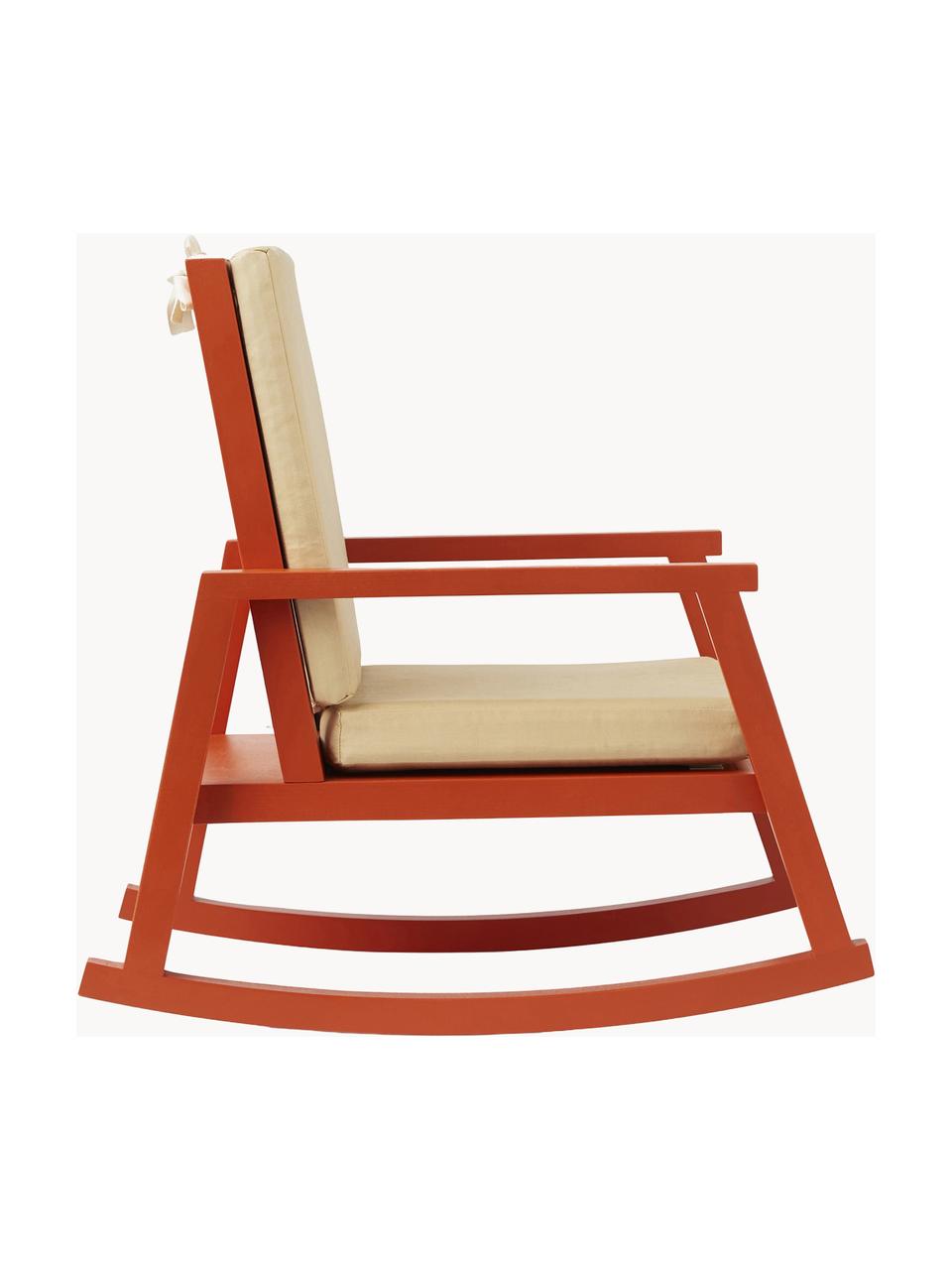 Sedia a dondolo Carl Larsson, Rivestimento: 100% cotone, Struttura: legno di faggio Questo pr, Tessuto bianco crema, terracotta, Larg. 41 x Prof. 59 cm