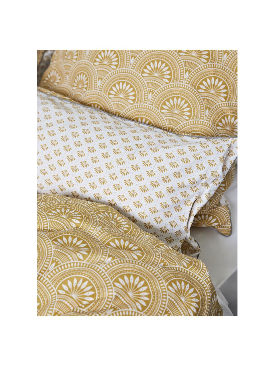 Vzorovaný oboustranný povlak na polštář z organické bavlny Tiara , 2 ks, Žlutá, bílá, Š 40 cm, D 80 cm