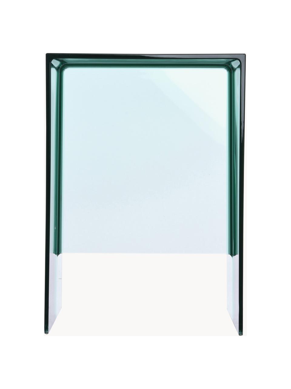 Tavolino di design Max-Beam, Polipropilene tinta unita trasparente, Verde turchese, Larg. 33 x Alt. 47 cm