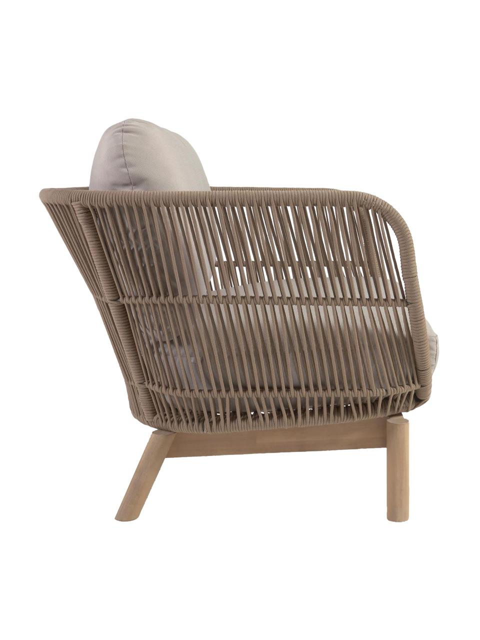 Tuin loungefauteuil Catalina van acaciahout, Bekleding: 100 % polyester, Frame: Acaciahout, FSC-gecertifi, Corduroy beige, acaciahout, B 76 x D 80 cm