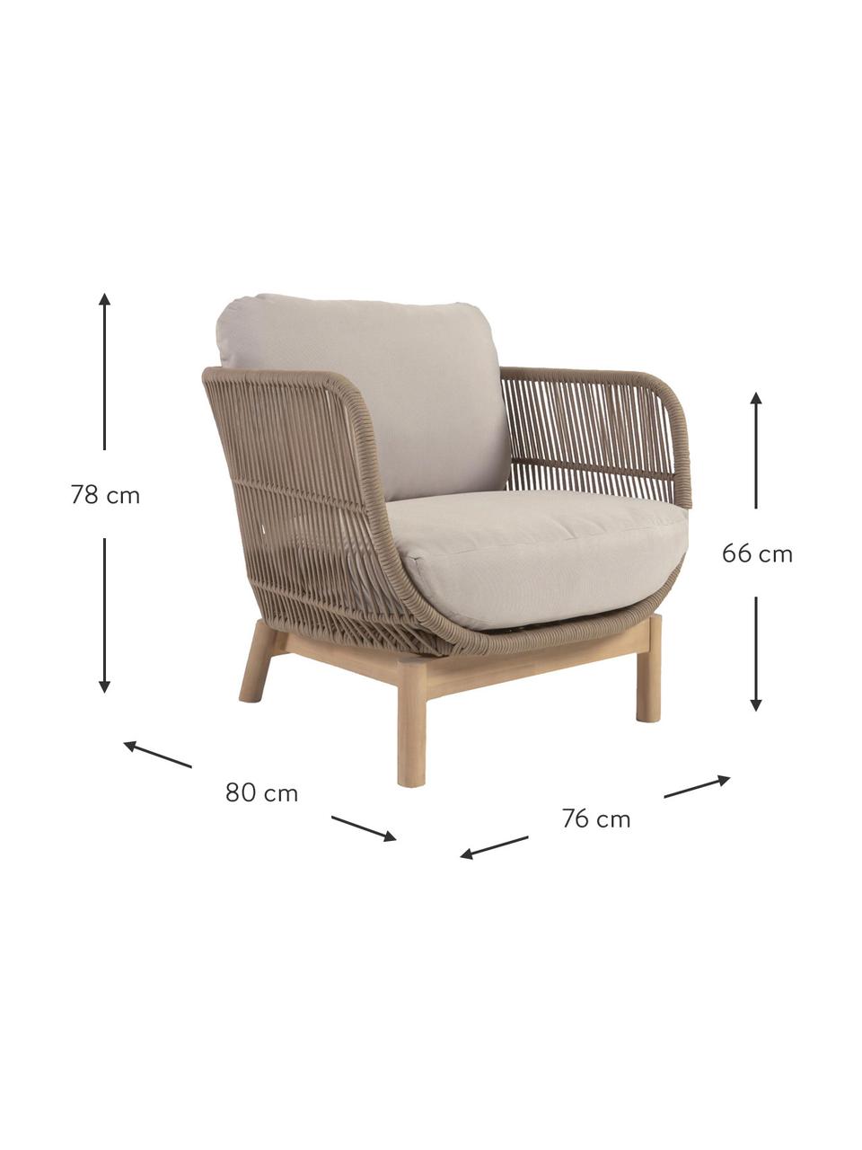 Garten-Loungesessel Catalina aus Akazienholz, Bezug: 100 % Polyester, Gestell: Akazienholz, FSC-zertifiz, Cord Beige, Akazienholz, B 76 x T 80 cm