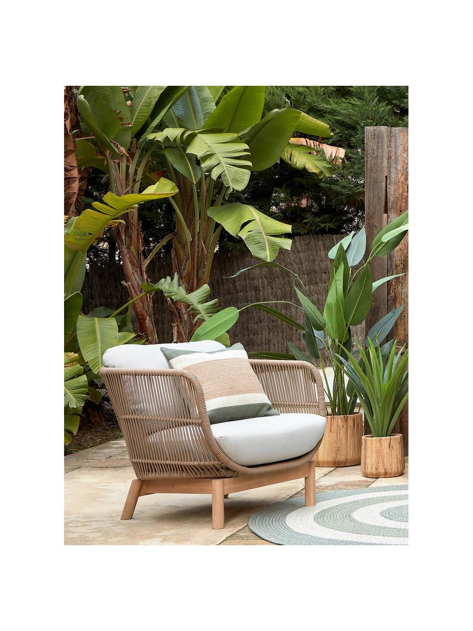 Garten-Loungesessel Catalina aus Akazienholz, Bezug: 100 % Polyester, Gestell: Akazienholz, FSC-zertifiz, Cord Hellbeige, Akazienholz, B 76 x T 80 cm