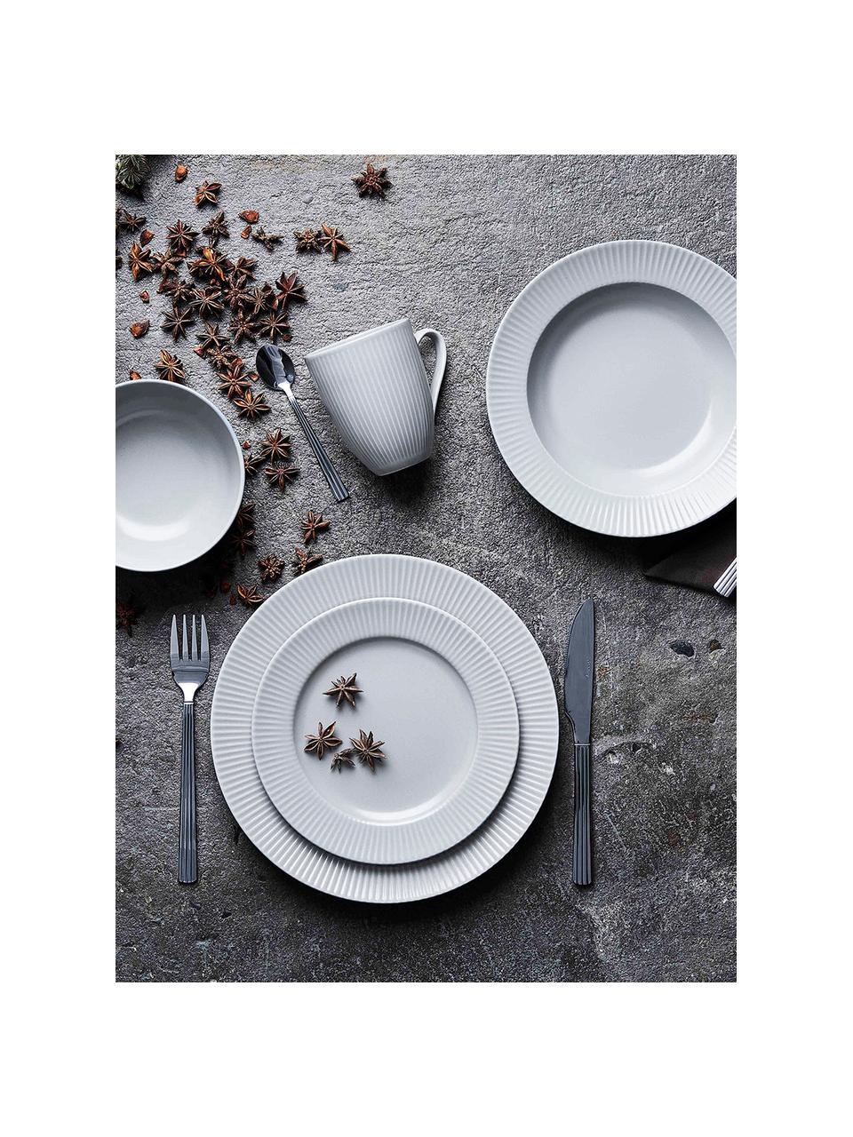 Witte koffiekopjes Groove met groefstructuur, 4 stuks, Keramiek, Wit, Ø 9 x H 11 cm, 300 ml