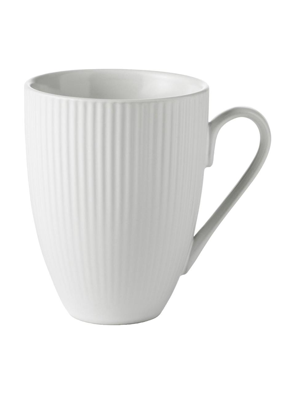 Tasse à café blanche Groove, 4 pièces, Grès cérame, Blanc, Ø 9 x haut. 11 cm, 300 ml