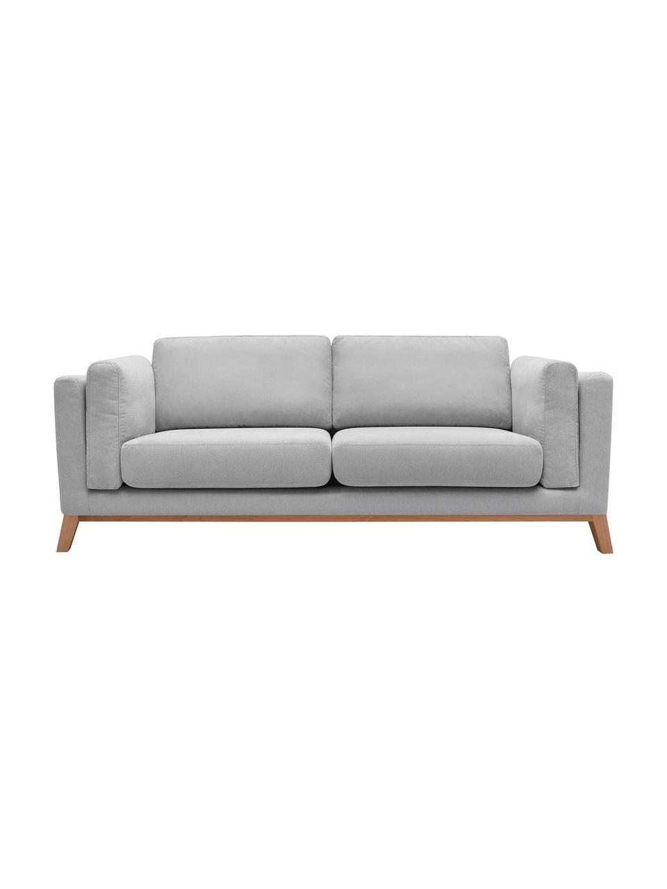 Sofa Seattle (3-osobowa), Tapicerka: 100% poliester, Stelaż: drewno naturalne, płyta w, Nogi: drewno naturalne, Jasny szary, S 218 x G 86 cm