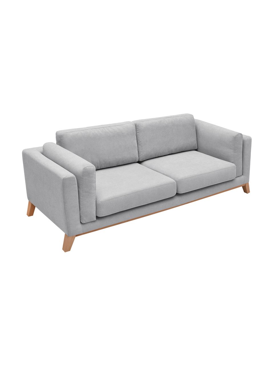 Sofa Seattle (3-osobowa), Tapicerka: 100% poliester, Stelaż: drewno naturalne, płyta w, Nogi: drewno naturalne, Jasny szary, S 218 x G 86 cm