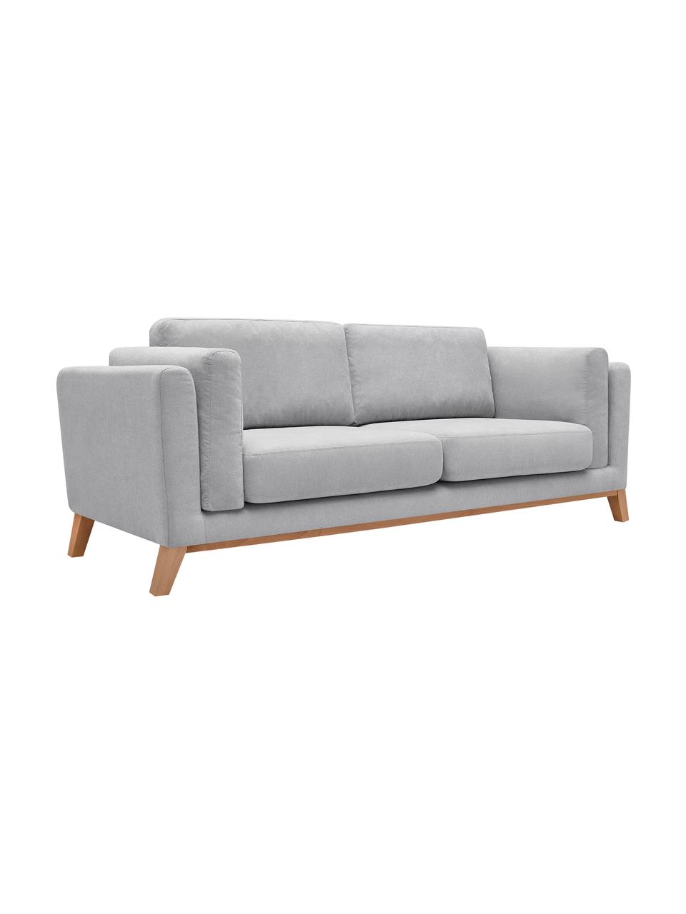 Sofa Seattle (3-osobowa), Tapicerka: 100% poliester, Stelaż: drewno naturalne, płyta w, Nogi: drewno naturalne, Jasny szary, S 218 x G 86 cm