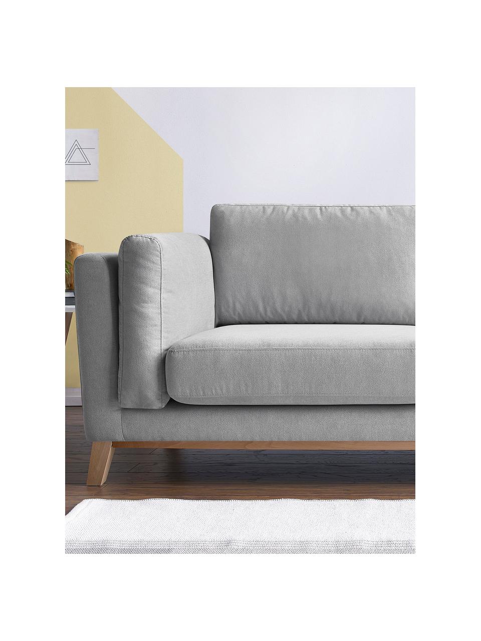 Sofa Seattle (3-osobowa), Tapicerka: 100% poliester, Stelaż: drewno naturalne, płyta w, Nogi: drewno naturalne, Jasny szary, S 218 x G 86 cm