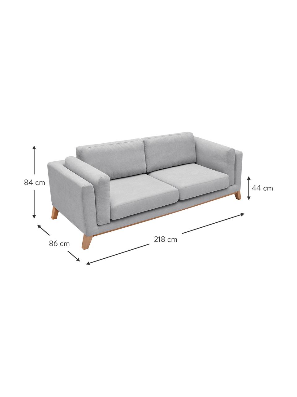 Sofa Seattle (3-osobowa), Tapicerka: 100% poliester, Stelaż: drewno naturalne, płyta w, Nogi: drewno naturalne, Jasny szary, S 218 x G 86 cm