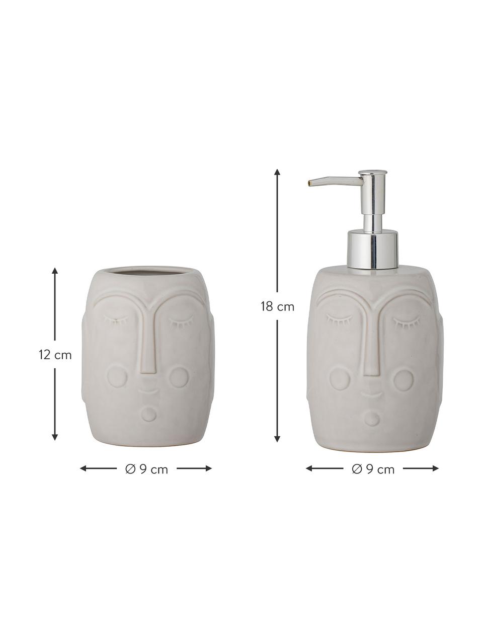 Komplet ręcznie wykonanych akcesoriów łazienkowych Niga, 2 elem., Biały, odcienie srebrnego, Komplet z różnymi rozmiarami