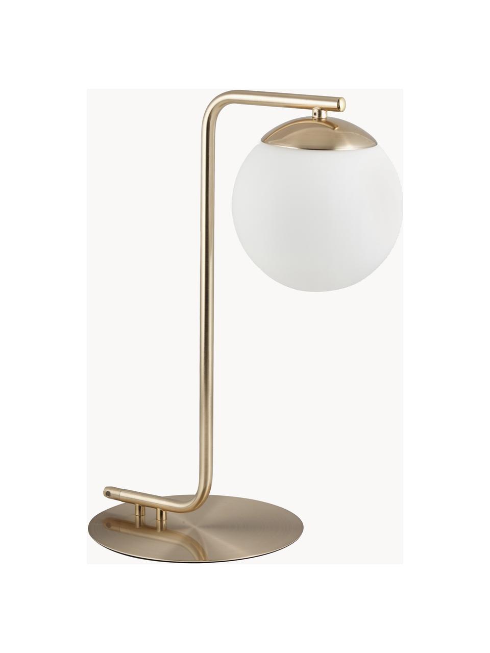 Tafellamp Grant, Lampvoet: messing, Lampenkap: opaalglas, Wit, goudkleurig, B 20 x H 41 cm