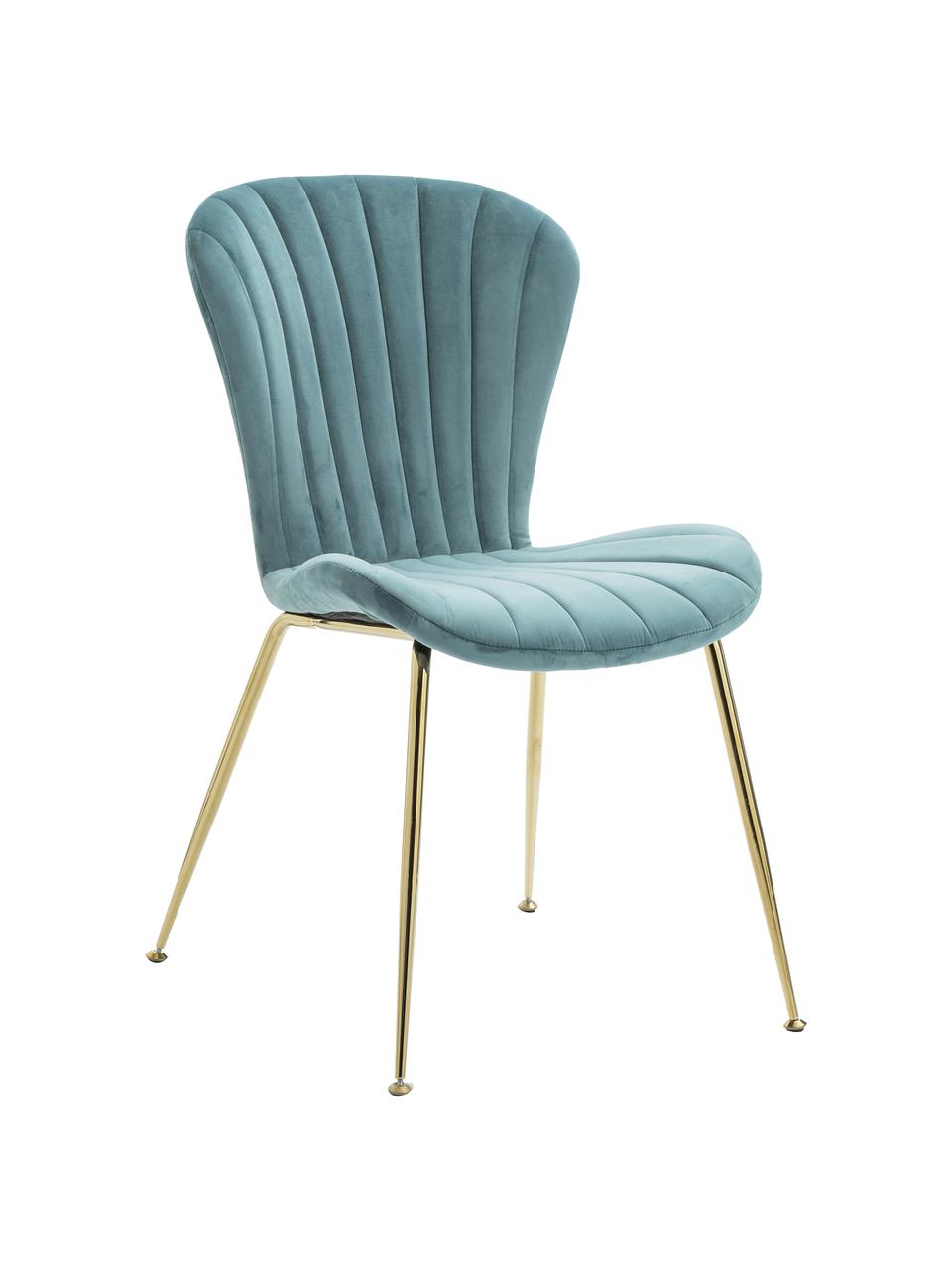 Sametová čalouněná židle Concha, Modrá, Š 54 cm, H 49 cm