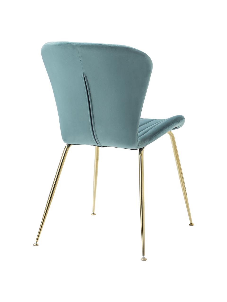 Krzesło tapicerowane z aksamitu Concha, Tapicerka: aksamit, Nogi: metal, Niebieski, S 54 x G 49 cm