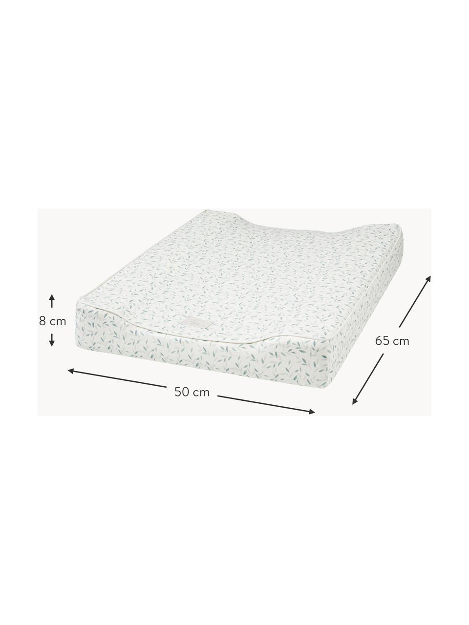 Přebalovací podložka z organické bavlny Green Leaves, Bílá, mátově zelená, Š 50 cm, D 65 cm