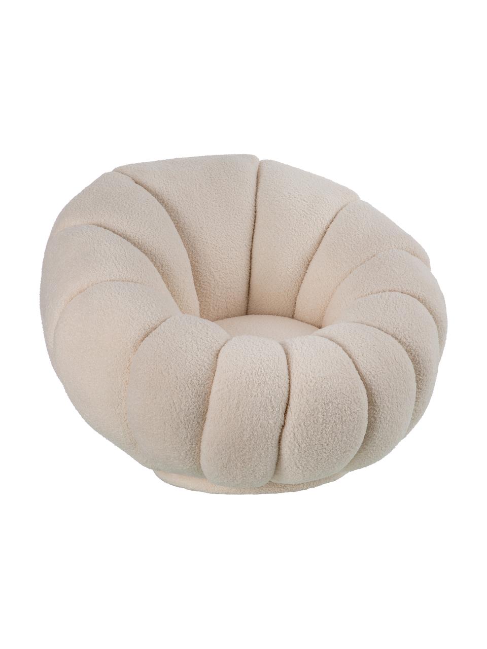 Sillón de cóctel de terciopelo Coco, Tapizado: poliéster (borreguillo), Estructura: madera, Blanco crema, An 98 x F 100 cm