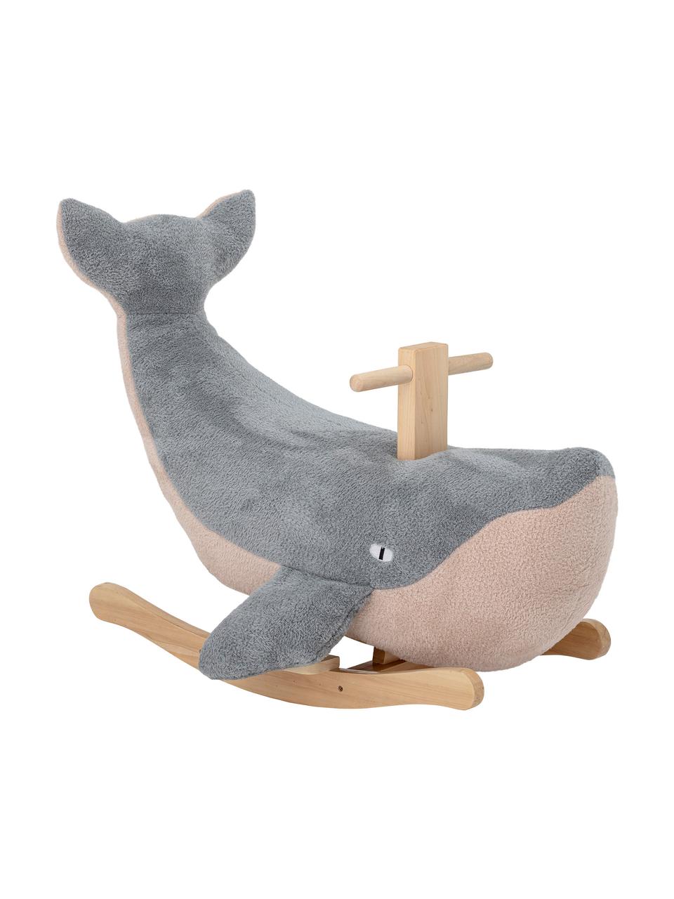 Animal à bascule Moby, Polyester, bois de peuplier, Bleu, beige, bois clair, larg. 83 x haut. 59 cm