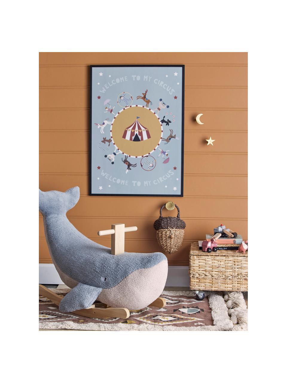 Animale a dondolo Moby, Poliestere, legno di pioppo, Blu, beige, legno chiaro, Larg. 83 x Alt. 59 cm