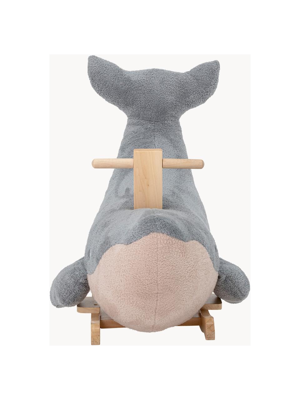 Animal à bascule Moby, Polyester, bois de peuplier, Bleu, beige, bois clair, larg. 83 x haut. 59 cm