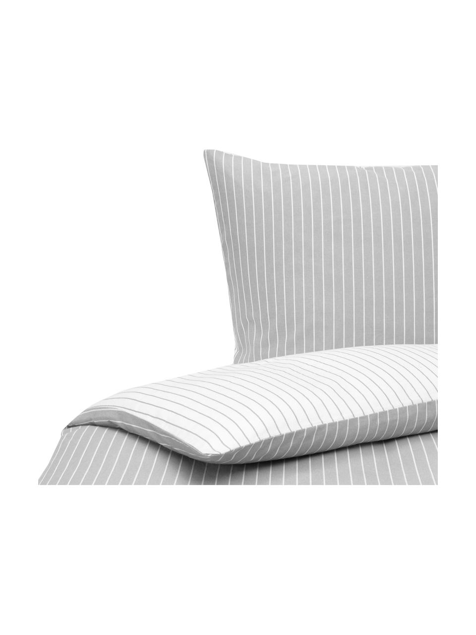 Flanell-Wendebettwäsche Talin mit Streifen, Webart: Flanell Fadendichte 144 T, Grau, Weiss, 135 x 200 cm + 1 Kissen 80 x 80 cm