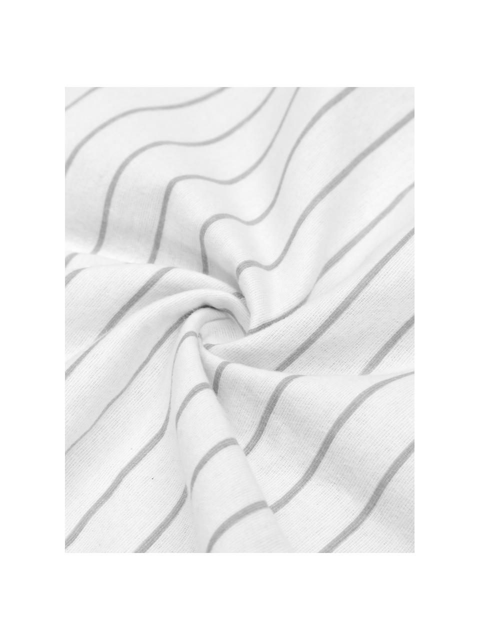 Flanell-Wendebettwäsche Talin mit Streifen, Webart: Flanell Flanell ist ein k, Grau, Weiß, 135 x 200 cm + 1 Kissen 80 x 80 cm