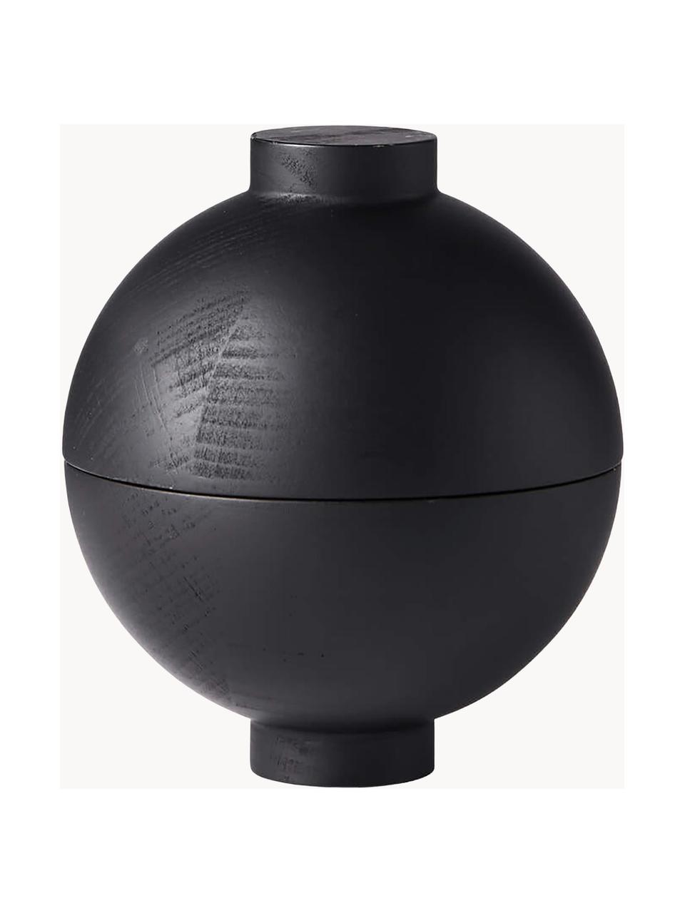 Opbergpot Sphere, Gecoat hout, Zwart, Ø 12 x H 15 cm