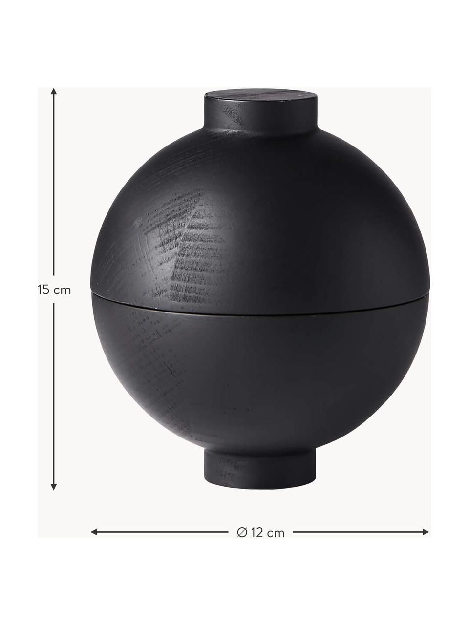 Opbergpot Sphere, Gecoat hout, Zwart, Ø 12 x H 15 cm