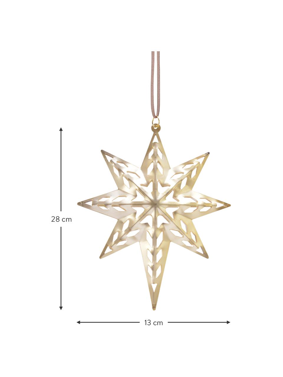 Adornos para colgar estrellas Ginna, 4 uds., Metal, Dorado, plateado, An 13 x Al 28 cm