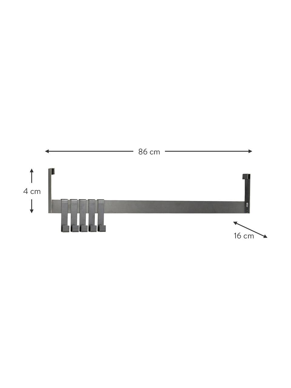 Hakenleiste Fari aus Stahl mit 5 Haken, Stahl, beschichtet, Schwarz, B 86 x H 4 cm