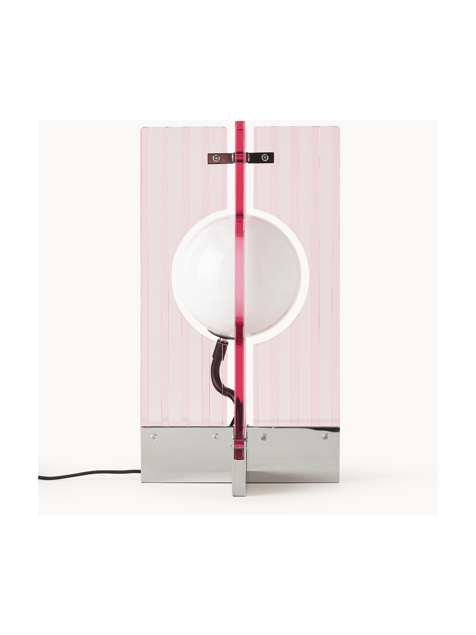 Lámpara de mesa Mills, Pantalla: cristal, Cable: cubierto en tela, Rosa claro, plateado, An 25 x F 45 cm