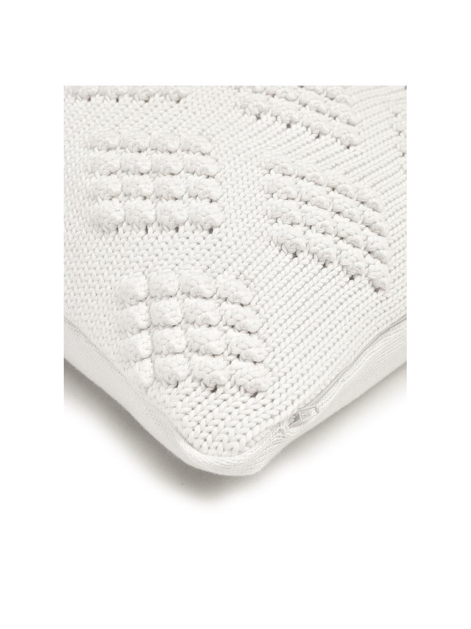 Federa arredo a maglia con motivo strutturato Kelly, Cotone, Bianco crema, Larg. 40 x Lung. 40 cm