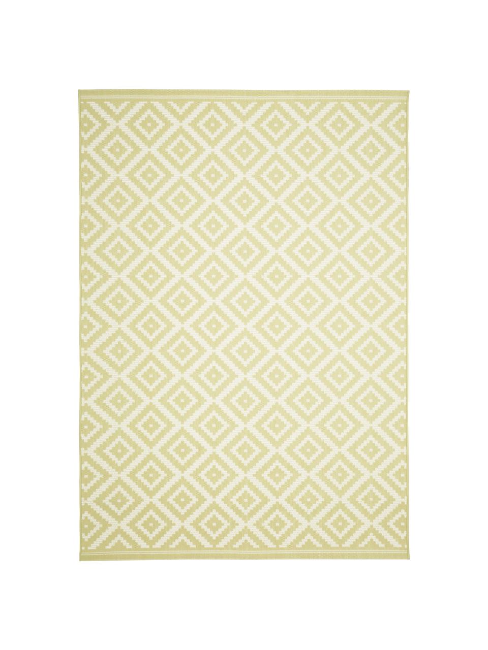 Gemusterter In- & Outdoor-Teppich Miami in Gelb/Weiß, 86% Polypropylen, 14% Polyester, Weiß, Gelb, B 200 x L 290 cm (Größe L)