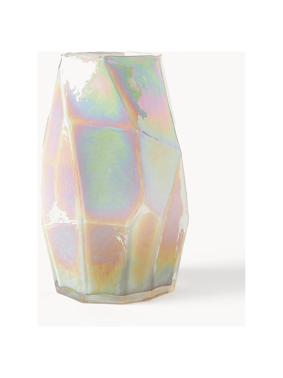 Designová váza Luster, duhová, V 41 cm, Sklo, duhové, Tlumeně bílá, Ø 26 cm, V 41 cm