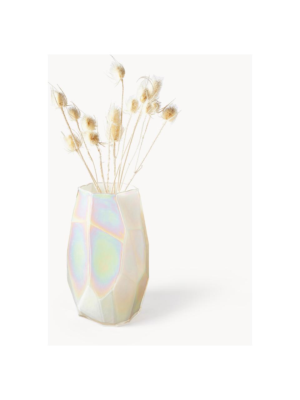 Vase design irisé Luster, haut. 41 cm, Verre, irisé, Blanc cassé, Ø 26 x haut. 41 cm